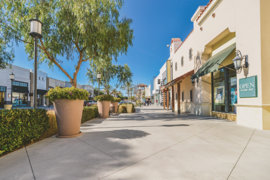 A ground view of the Oak Brook mall